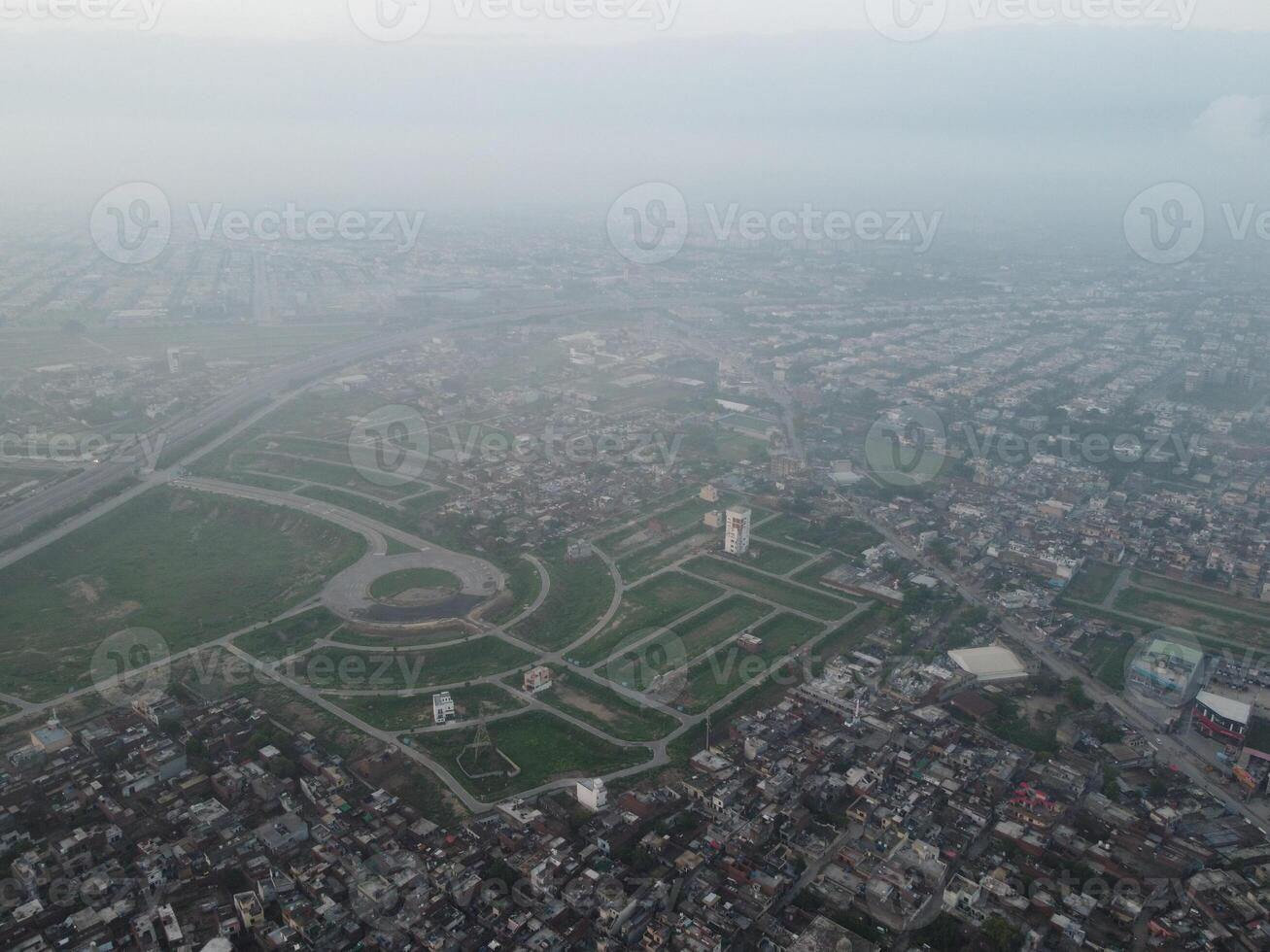 Top view. Areal view of city Lahore on 2023-07-17 photo