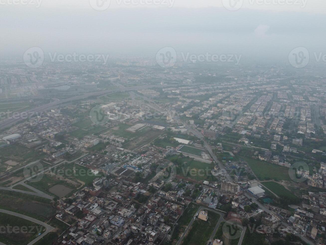 Top view. Areal view of city Lahore on 2023-07-17 photo
