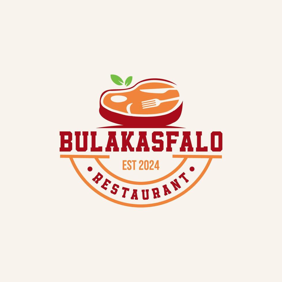 bulakasfalo carne delicioso restaurante logo diseño elemento vector , adecuado para negocio carne restaurante palo