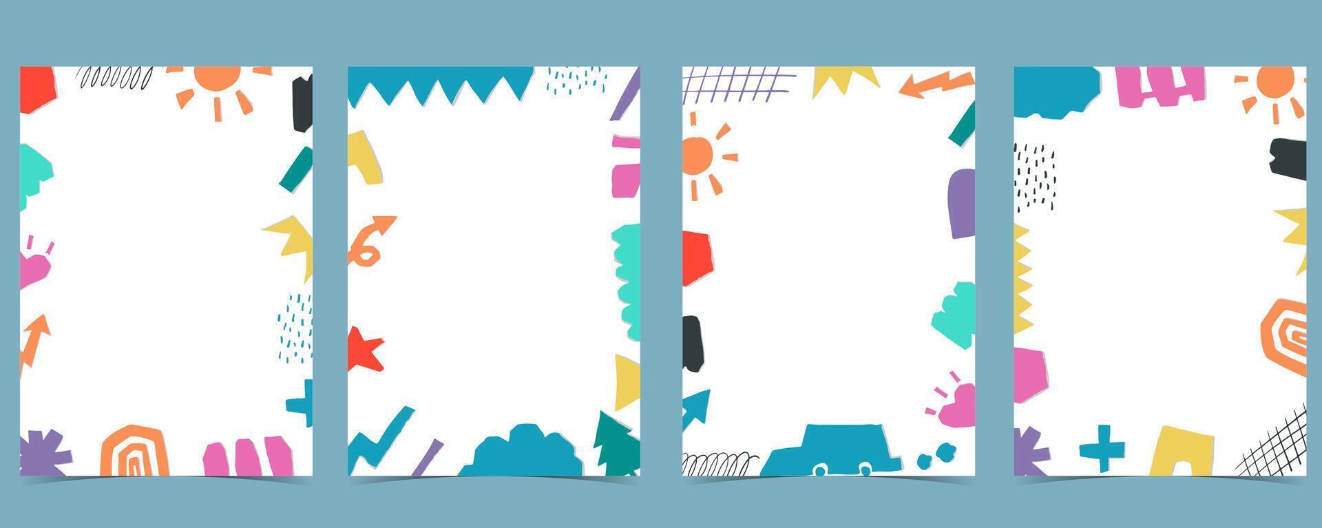 shape paper cut out background with colorful.illustration vector for a4 vertical kid design