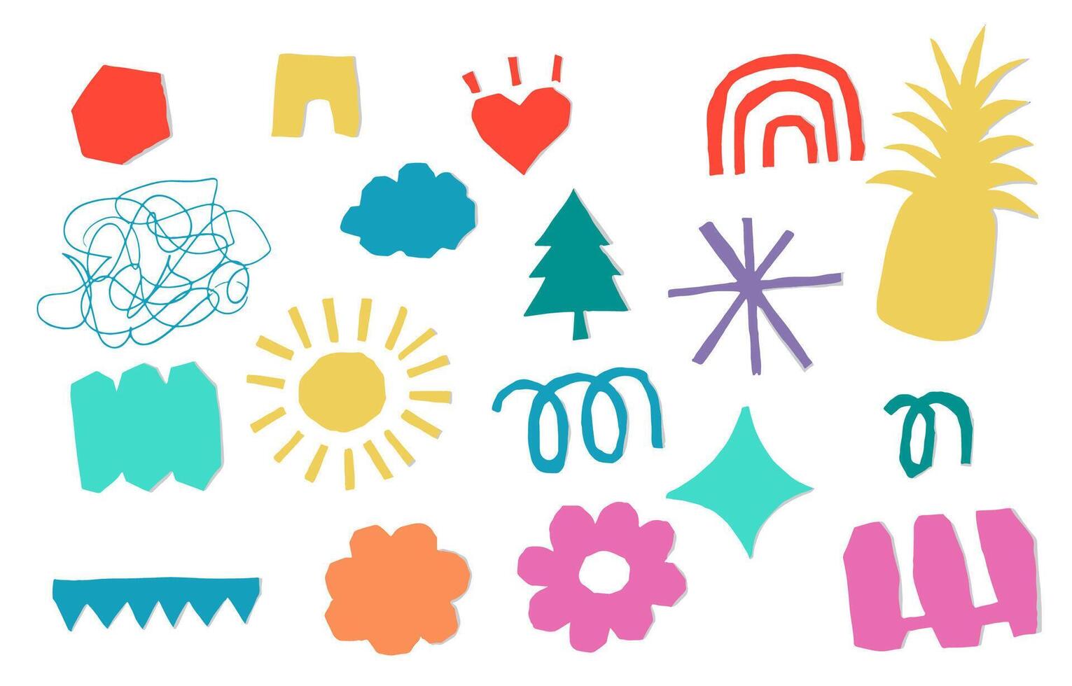 shape cut out paper element object.illustration vector for sticker,icon design