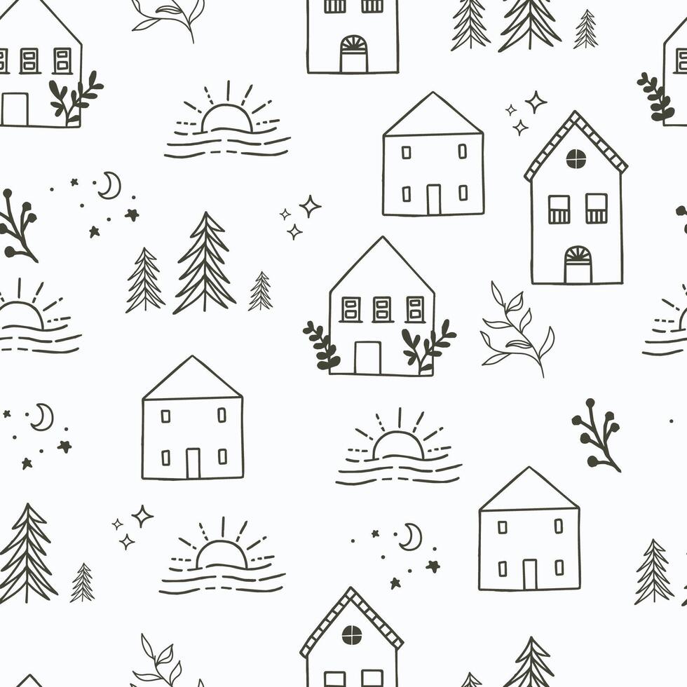 house seamless pattern for camping.illustration vector for graphic design