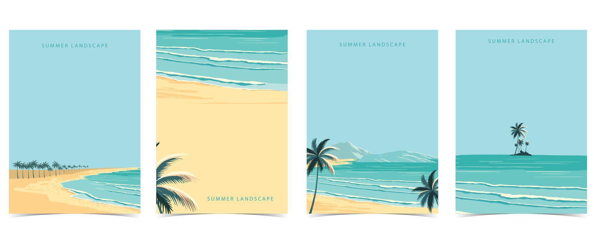 playa antecedentes con mar, arena, cielo.ilustración vector para a4 página diseño