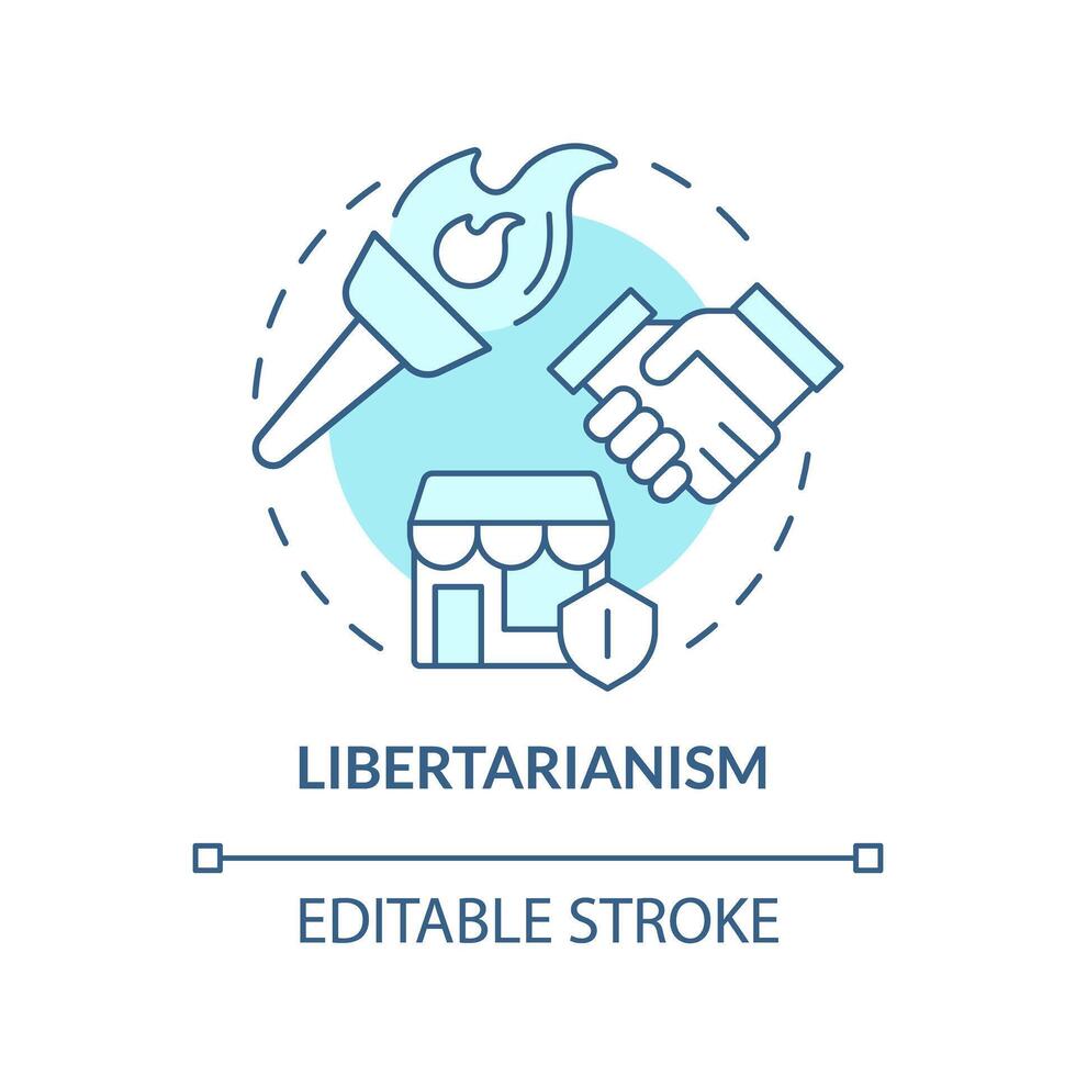 Libertarianism ideology soft blue concept icon. Individual freedom rights, autonomy. Economic prosperity, free market. Round shape line illustration. Abstract idea. Graphic design. Easy to use vector