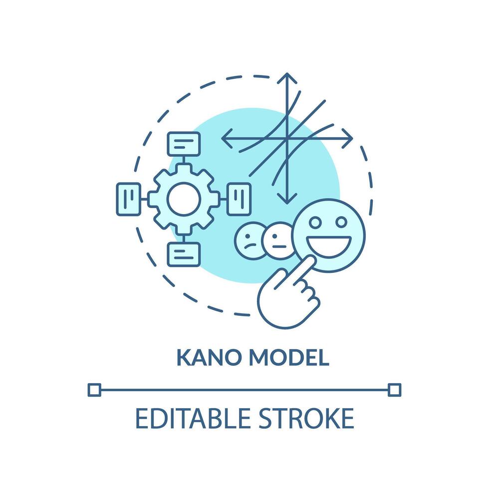 kano modelo suave azul concepto icono. trabajo en equipo organización. redondo forma línea ilustración. resumen idea. gráfico diseño. fácil a utilizar en infografía, promocional material, artículo, Blog enviar vector