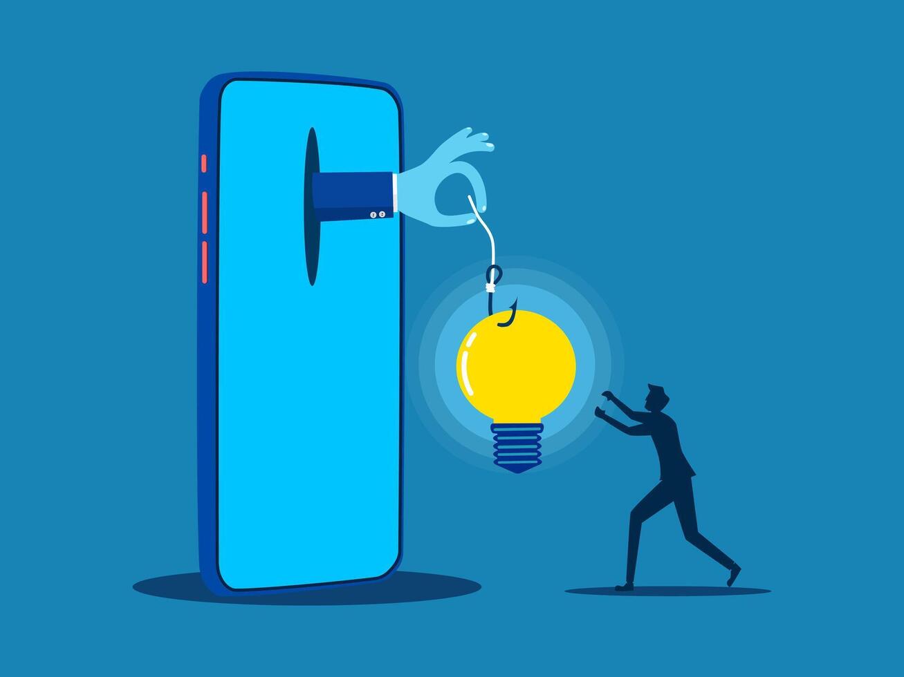 Knowledge deceives. light bulb on a hook vector
