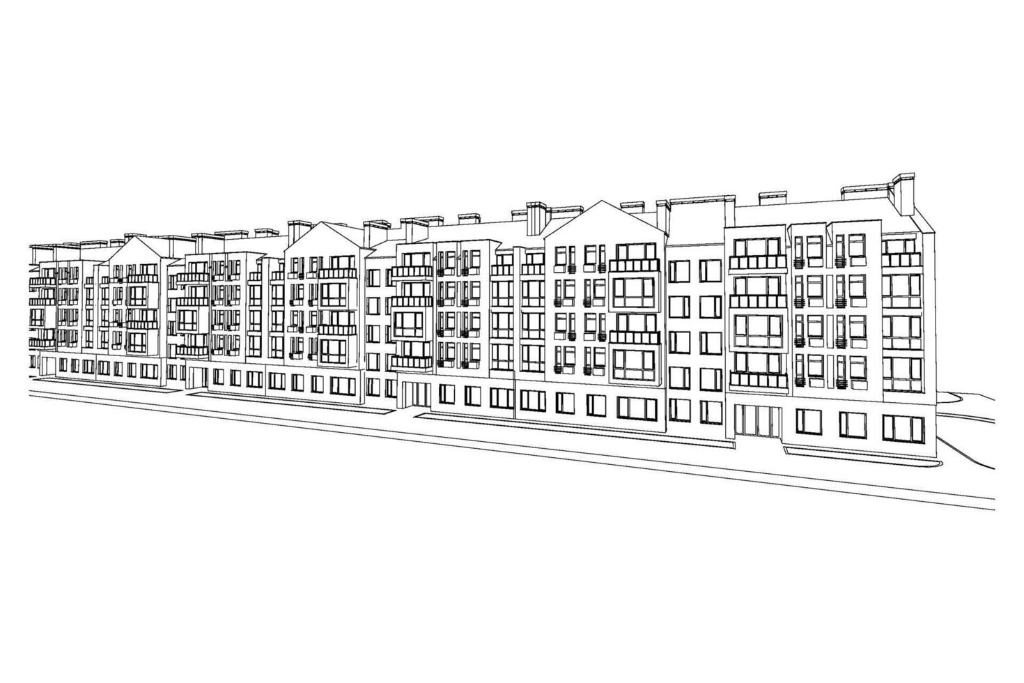 detallado arquitectónico plan de de varios pisos edificio con menguante perspectiva. vector Plano ilustración