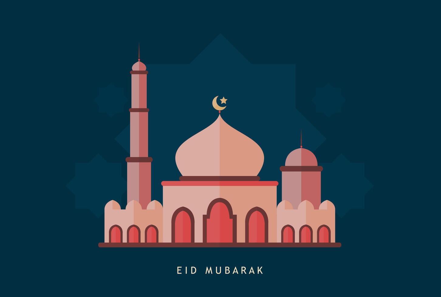 Vector illustration of a mosque. Eid Mubarak, Hajj Mabroor,