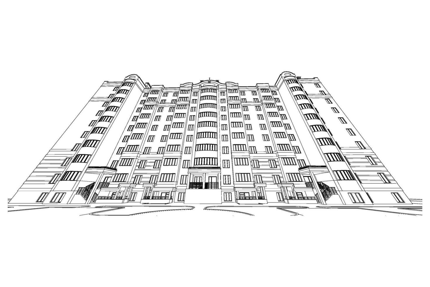 detallado arquitectónico plan de de varios pisos edificio con menguante perspectiva. vector Plano ilustración