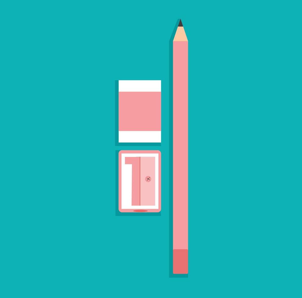 Pencil ,Eraser and Sharpener School Stationary Elements vector