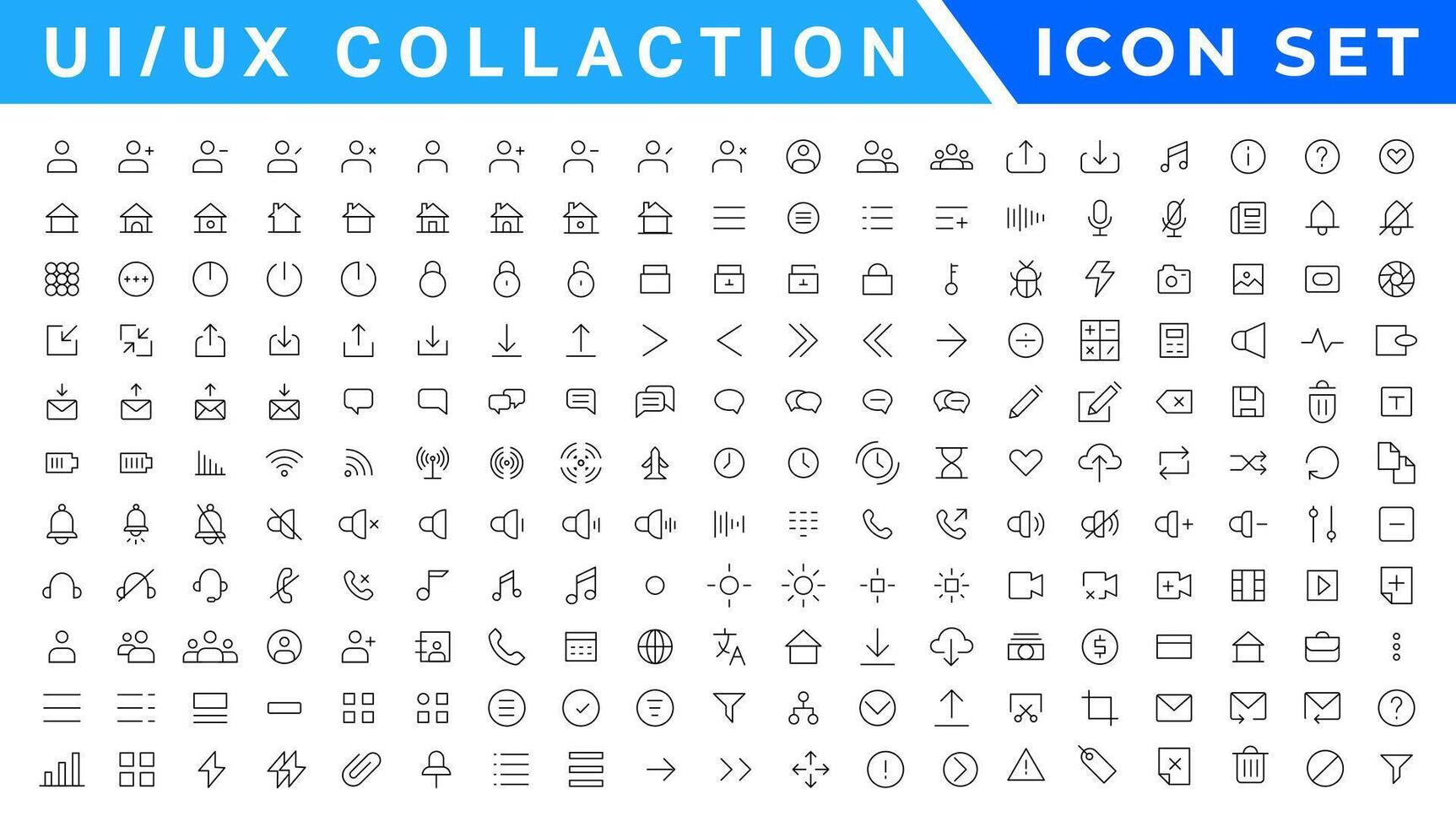 User Interface Icons Collection, Basic ui ux icon set. Set icon of user interface. Vector illustration. editable stroke