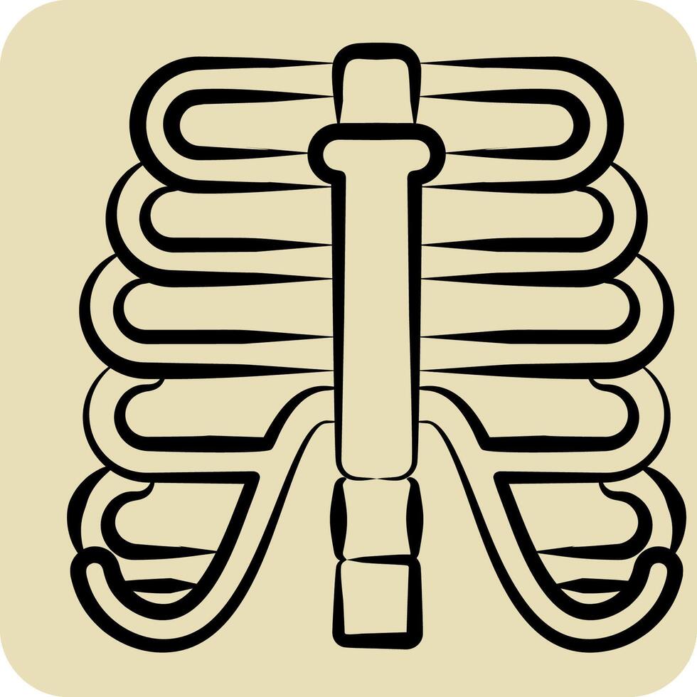 Icon Thorax. related to Human Organ symbol. hand drawn style. simple design editable. simple illustration vector