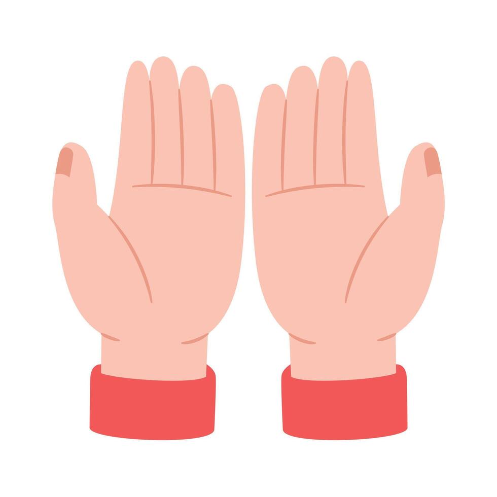 Hand praising. Prayer sign in Islam vector