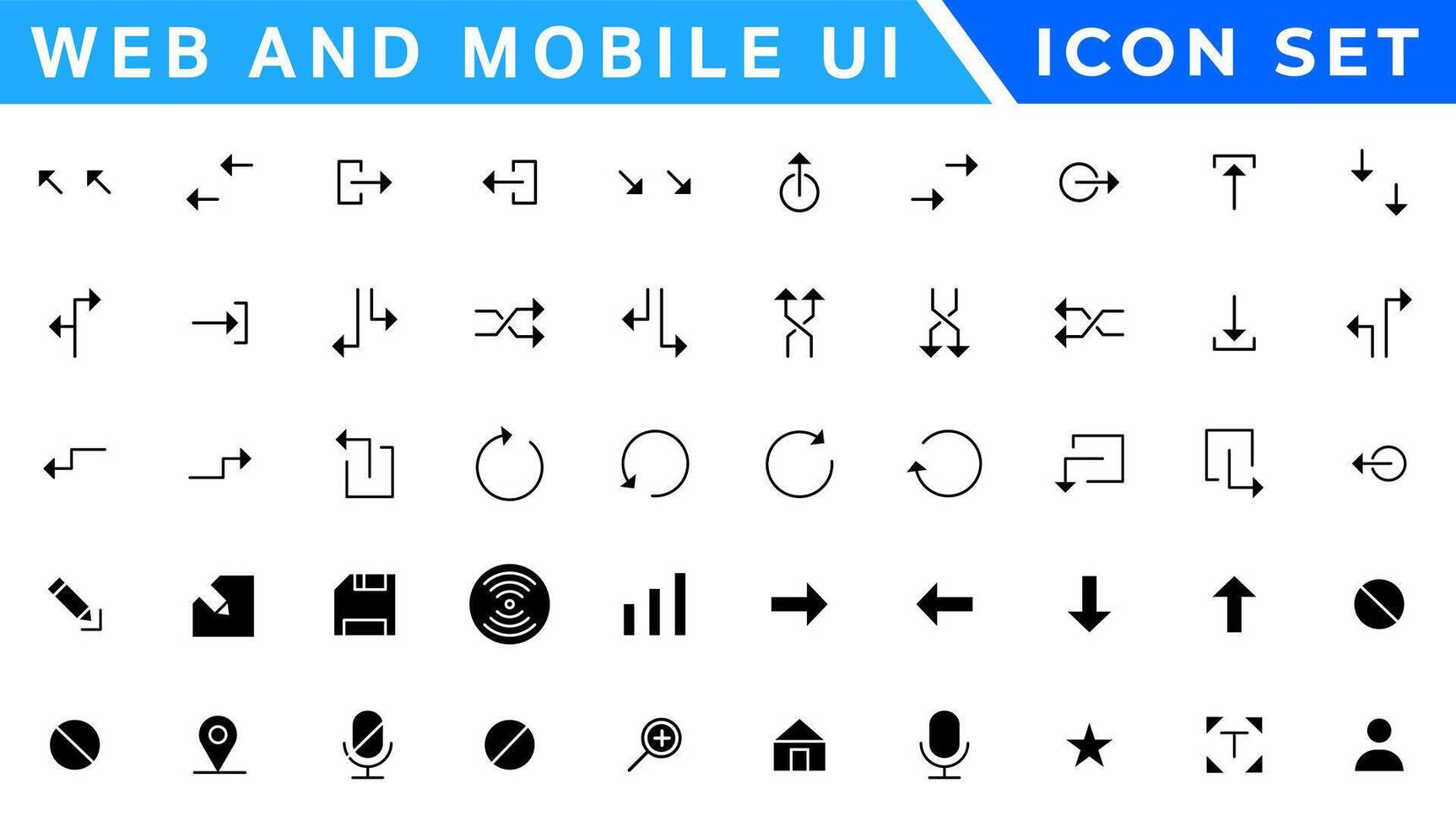 UI icons set. Vector. For mobile, web, social media, business. User interface elements for mobile app. Simple modern design. vector