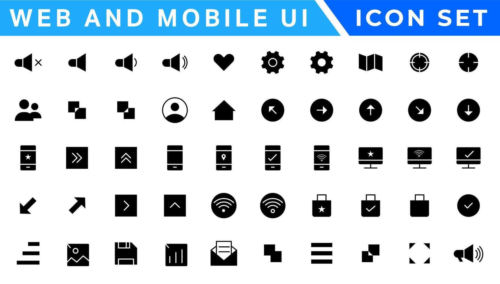 UI UX Icon mega set, user interface iconset collection vector