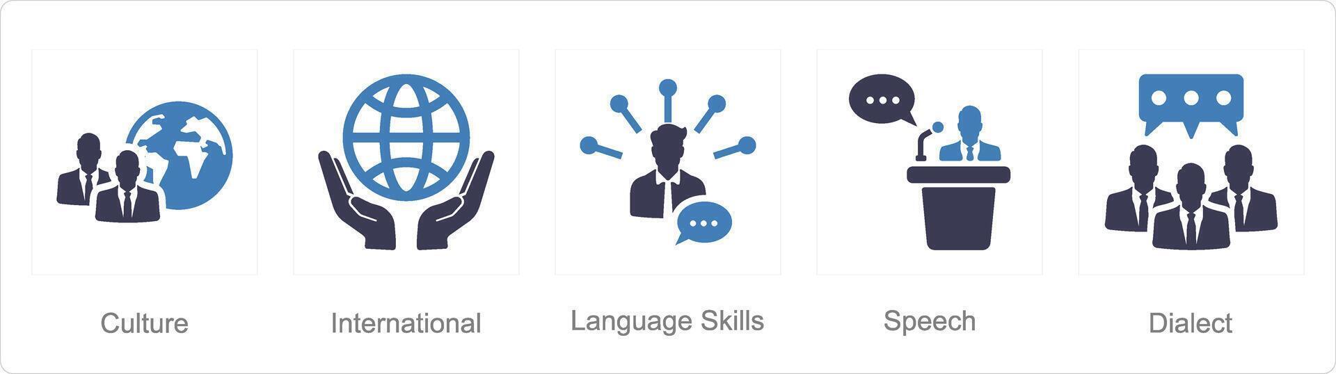 A set of 5 Language icons as cuture, international, language skills vector