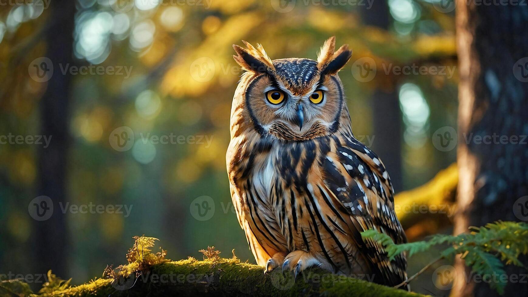 AI generated Cute Funny Quizzical Great Horned Owl photo