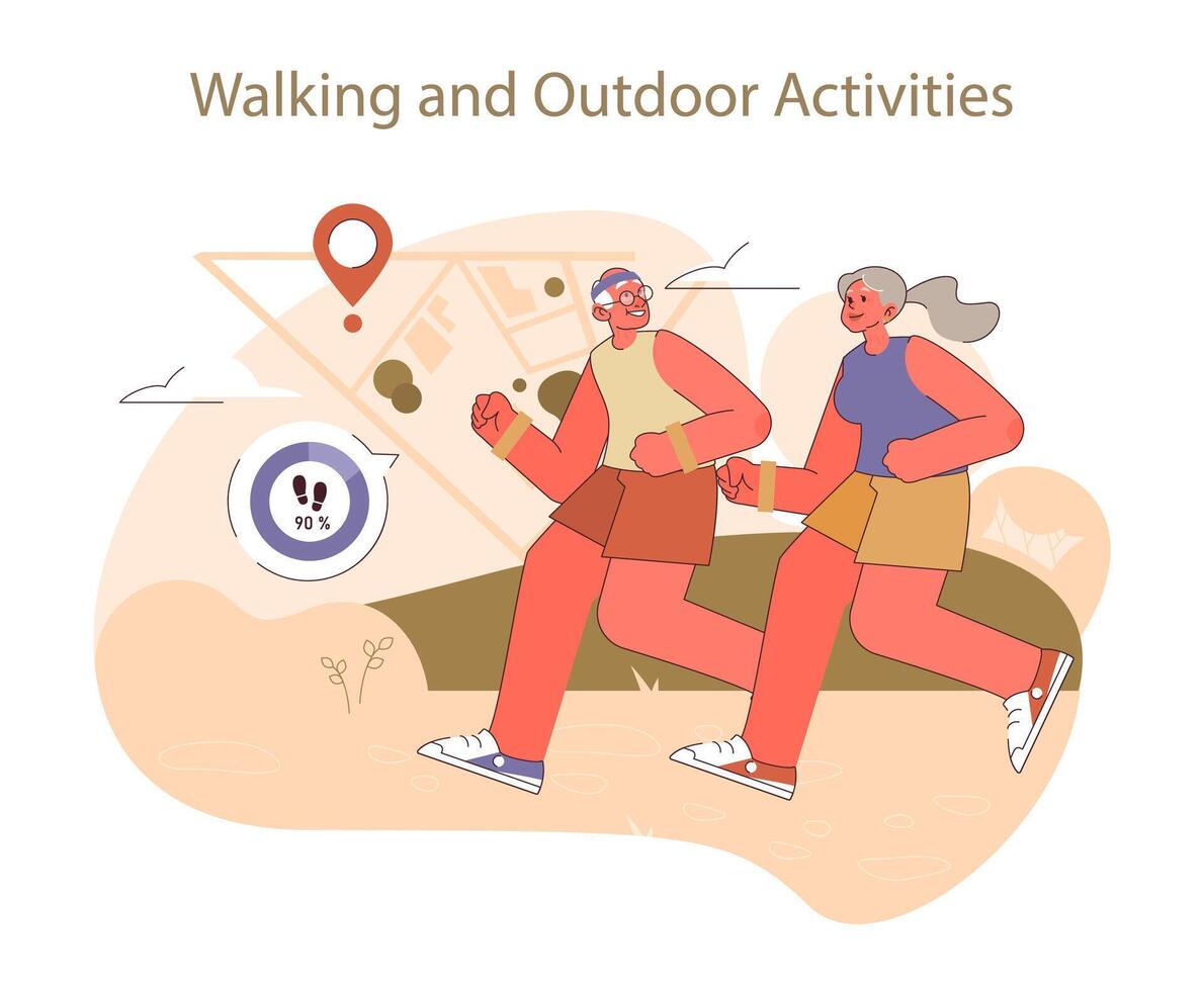 Retirees' Activities concept. vector
