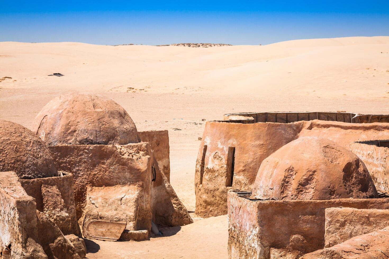 Buildings in Ong Jemel, Tunisia. Ong Jemel is a place near Tozeur, where the movies Star wars photo