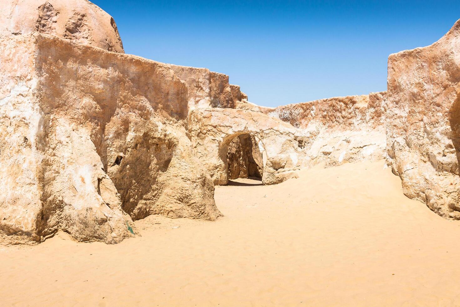 Buildings in Ong Jemel, Tunisia. Ong Jemel is a place near Tozeur, where the movies Star wars photo