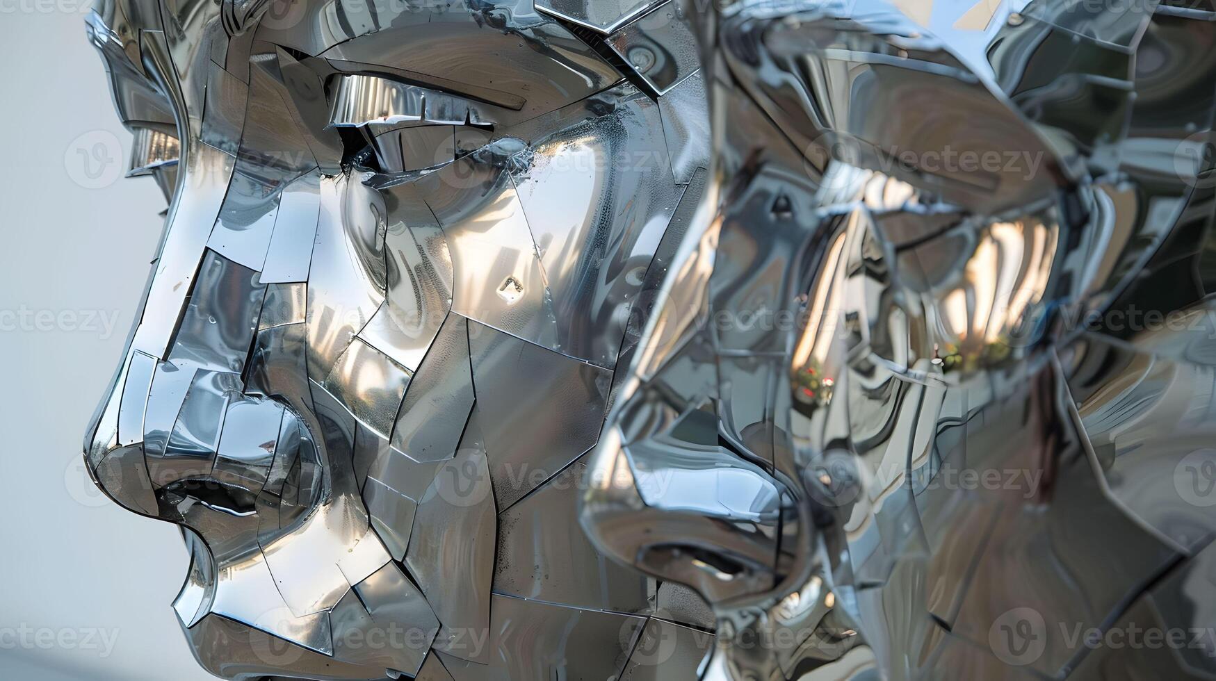 AI generated Metalmorphosis mirrors the transformation of society its shifting faces reflecting the everchanging nature of human identity and technology photo