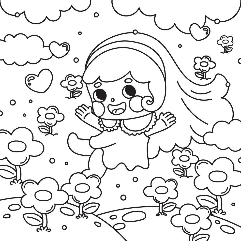 flat design vector children kawaii cute coloring page worksheet printable for kids fun activity