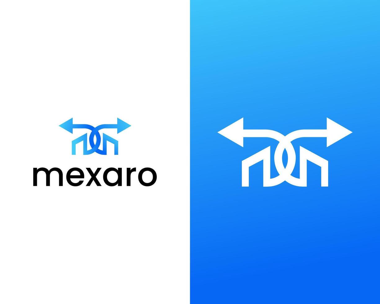 M two arrow icon logo design template vector