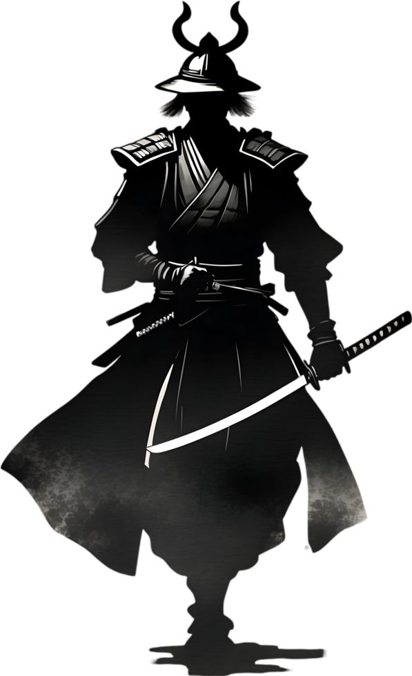 AI generated Samurai, drawing of a Samurai using the Japanese brushstroke technique. png