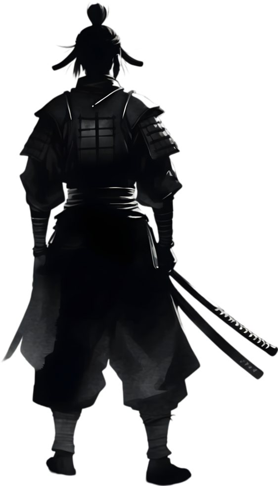 AI generated Samurai, drawing of a Samurai using the Japanese brushstroke technique. png