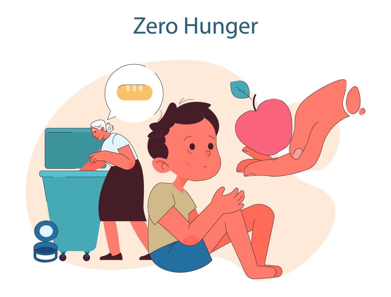 Zero Hunger. Addressing food insecurity and nourishment needs. Global vector