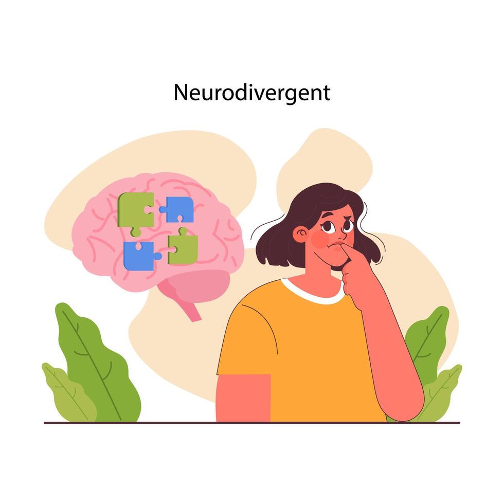 Neurodiversity. Cognitive development spectrum. Mental health vector