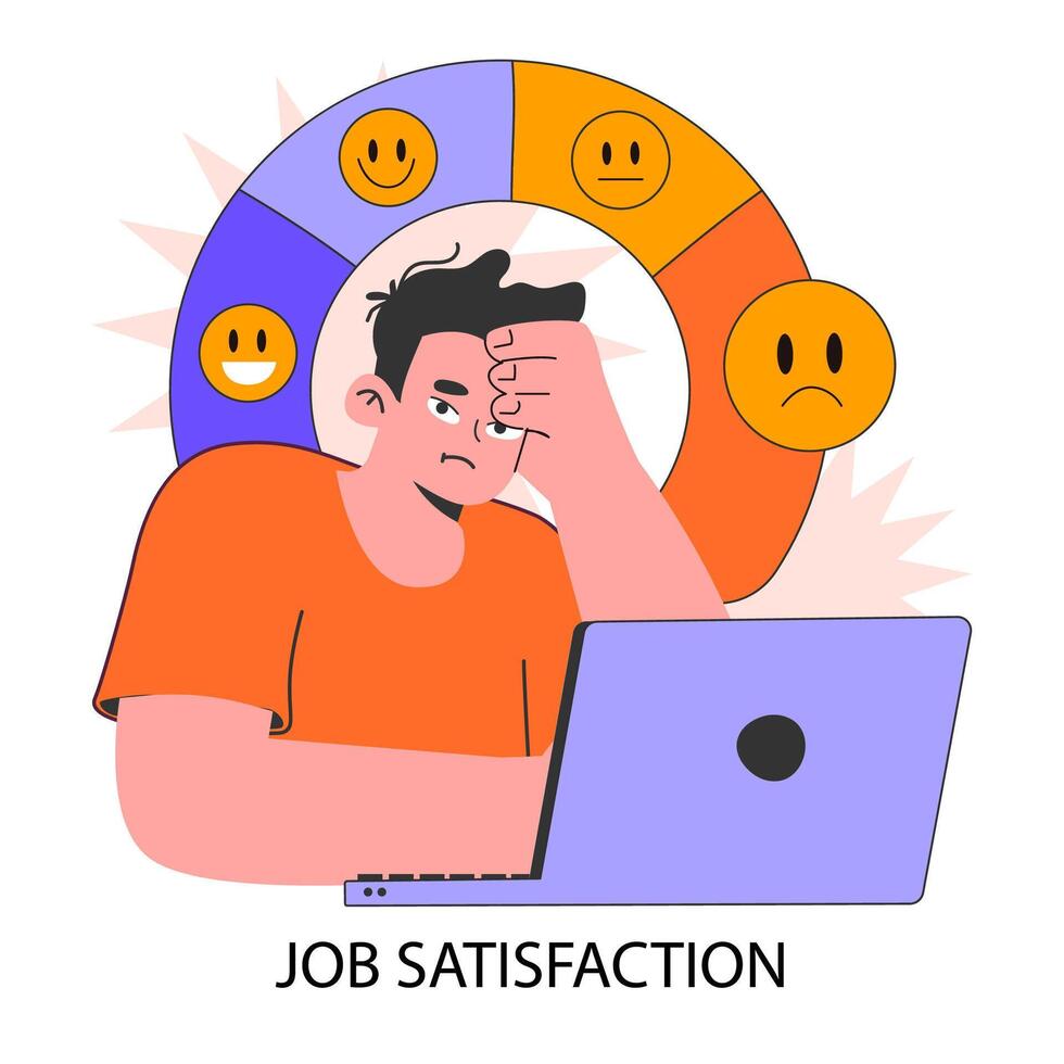 Professional burnout and job unsatisfaction. Young employee on fire vector