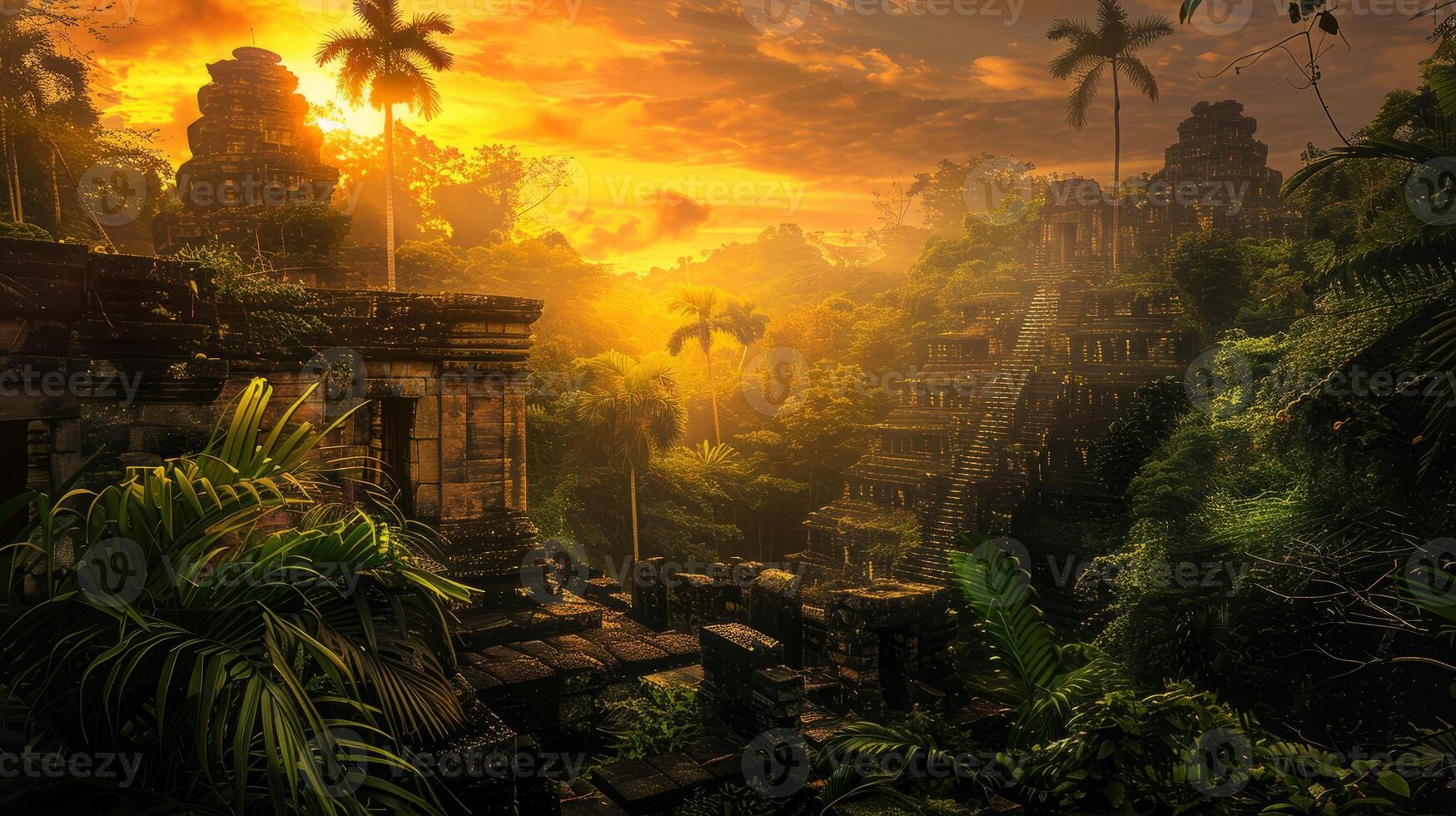 AI generated Mysterious temple complex photo