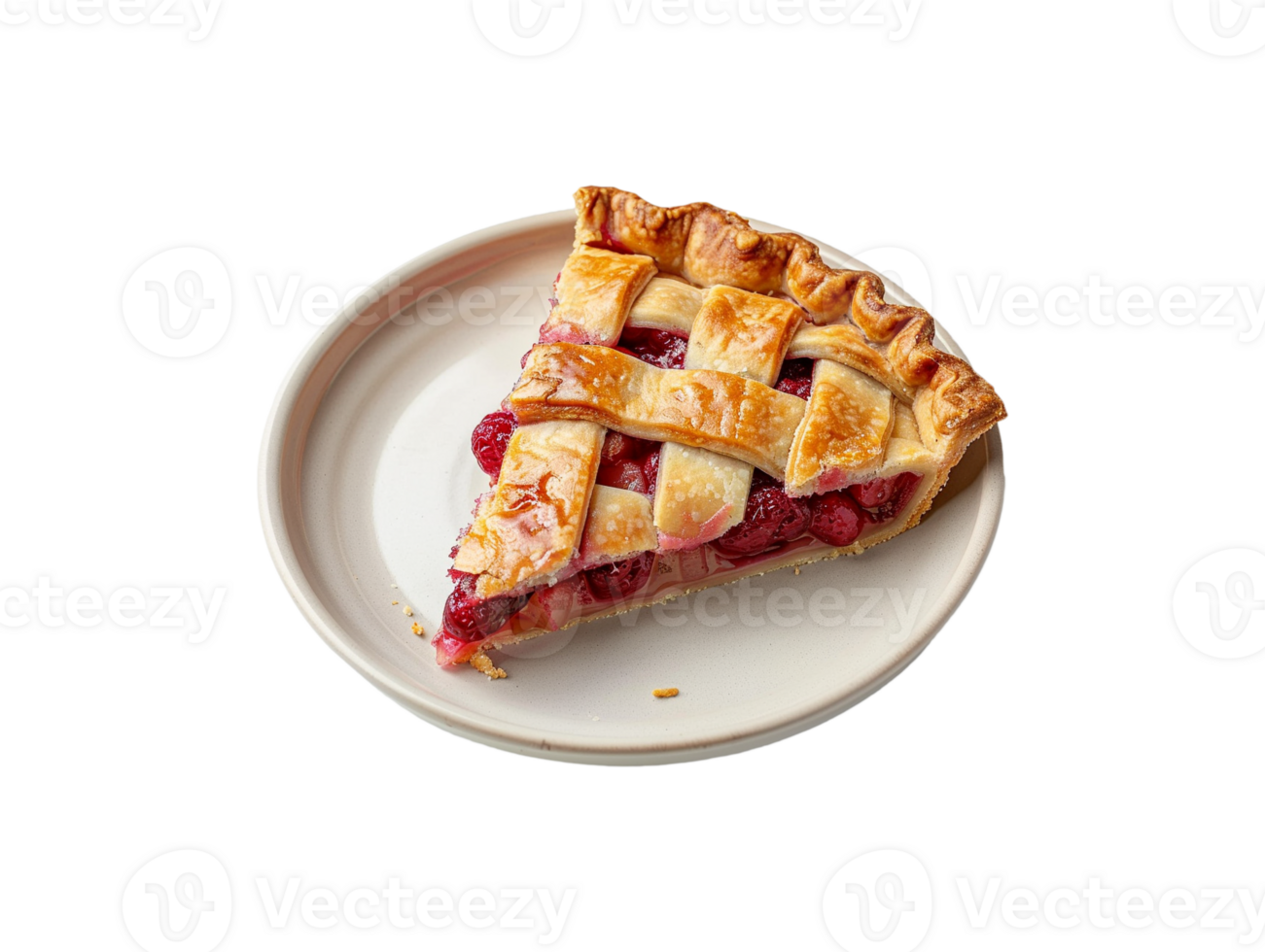 AI generated a slice of pie on a plate with a lattice pattern png