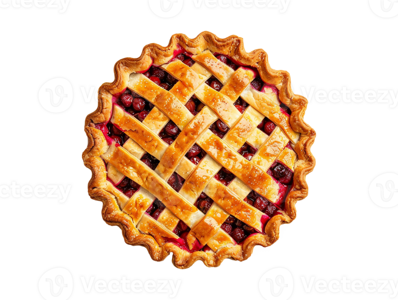 AI generated a blueberry pie with lattice on a transparent background png