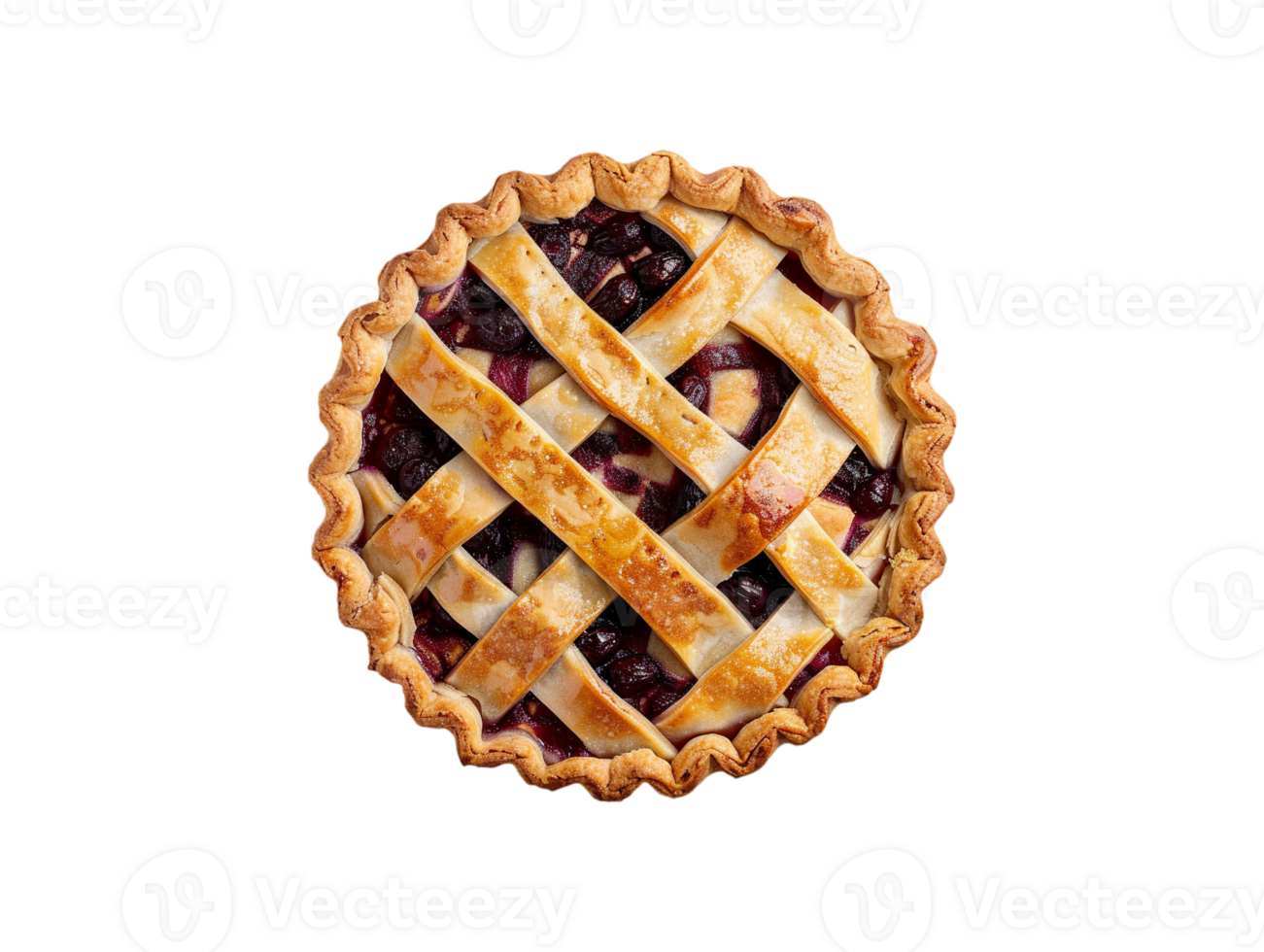 AI generated a blueberry pie with lattice on a transparent background png