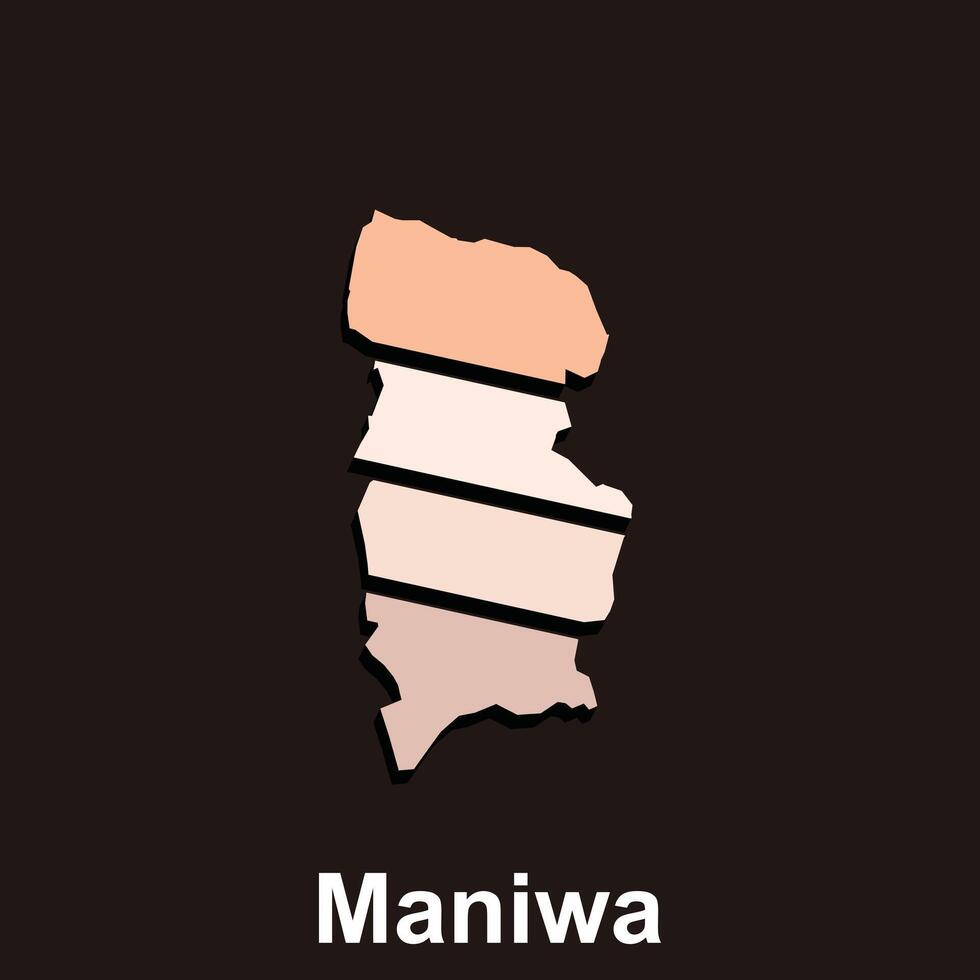 Map of Maniwa vector map colored be regions with neighbouring countries and territories