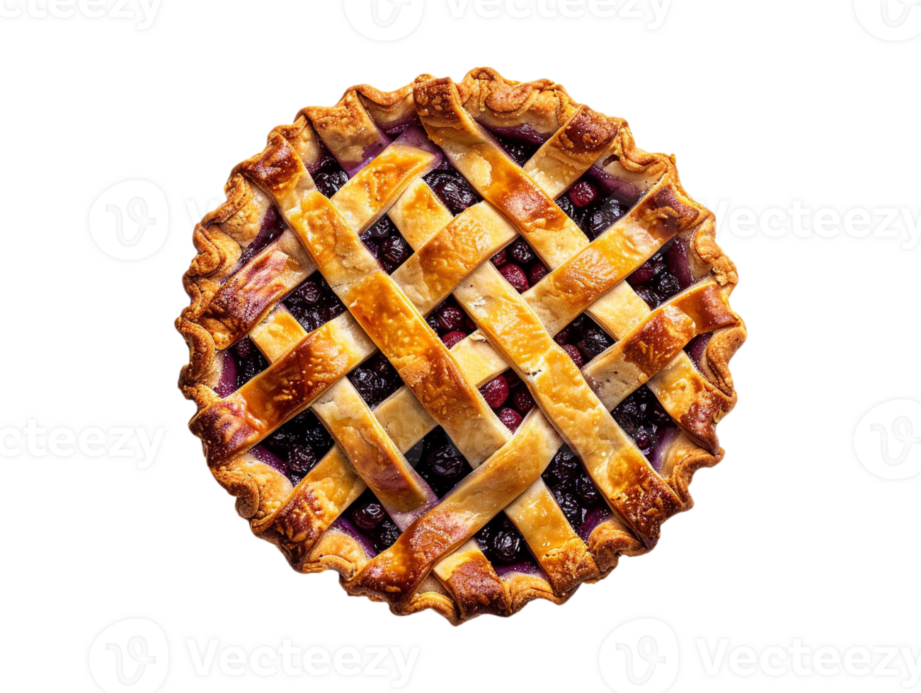 AI generated a blueberry pie with lattice on a transparent background png