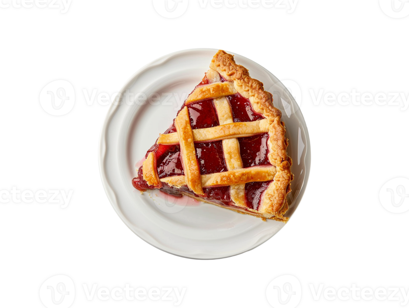 AI generated a slice of pie on a plate with a lattice pattern png