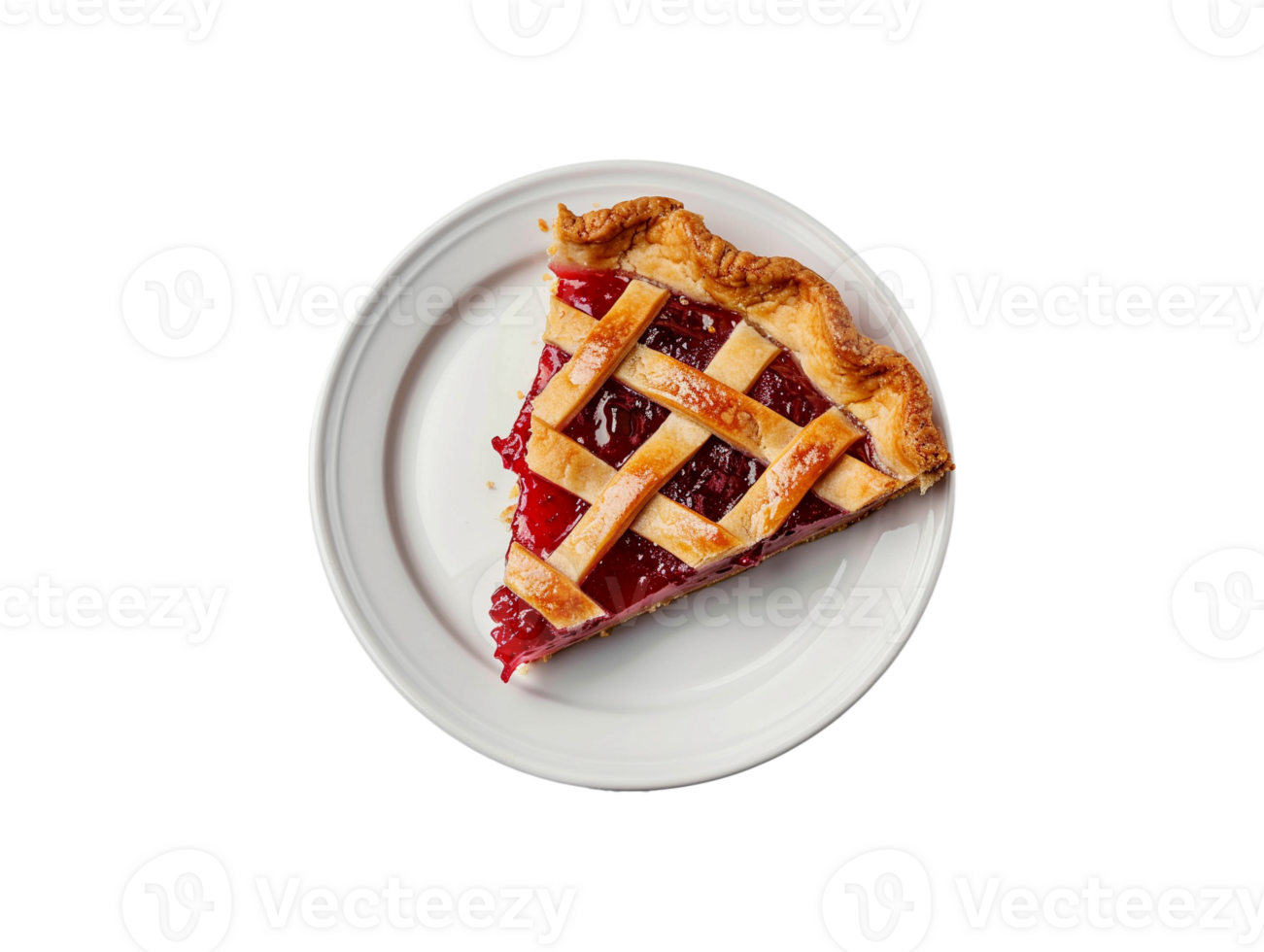 AI generated a slice of pie on a plate with a lattice pattern png