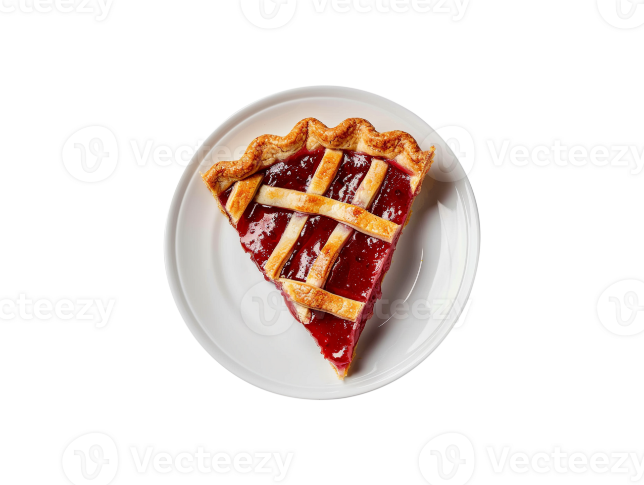 AI generated a slice of pie on a plate with a lattice pattern png