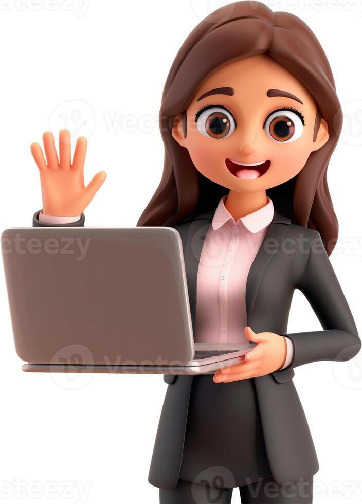 AI generated 3D Business woman cartiin isolated photo