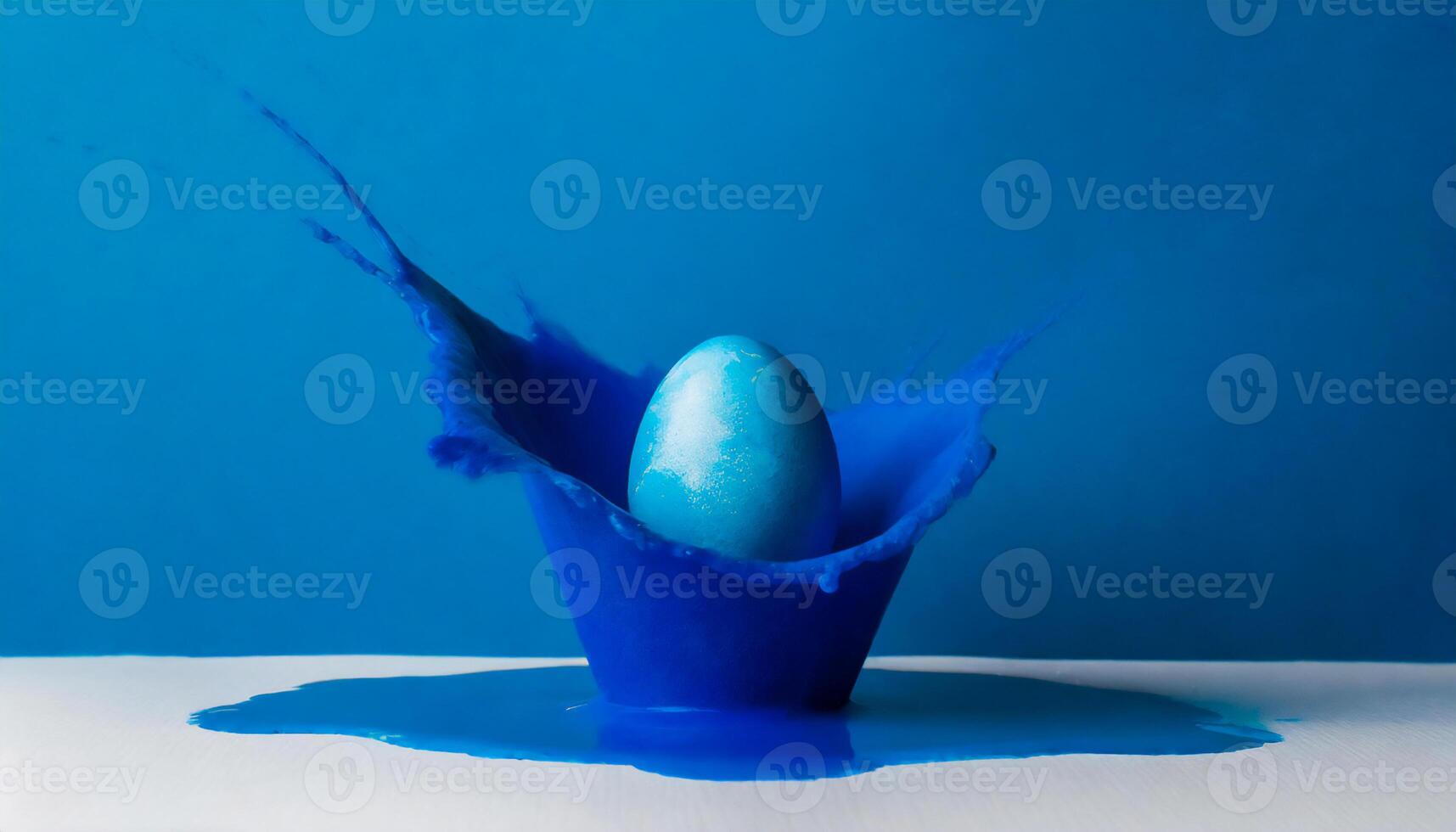 AI generated easter egg in blue paint splash, space for logoGenerated Image photo