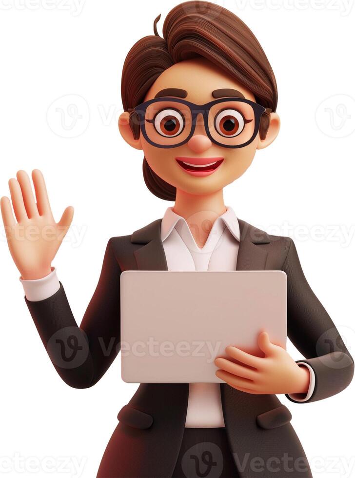 AI generated 3D Business woman cartiin isolated photo