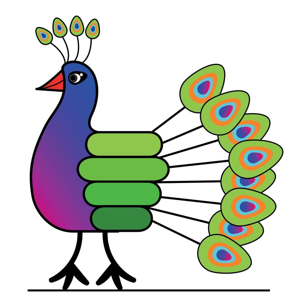 Hand gestor cartoon peacock colorful vector. vector