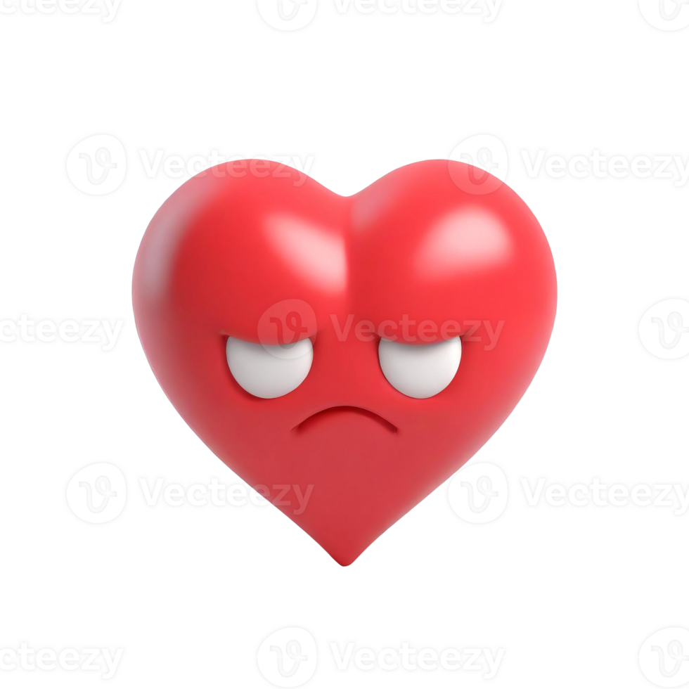 AI generated Sad heart character, embodying the essence of sorrow and emotional depth png