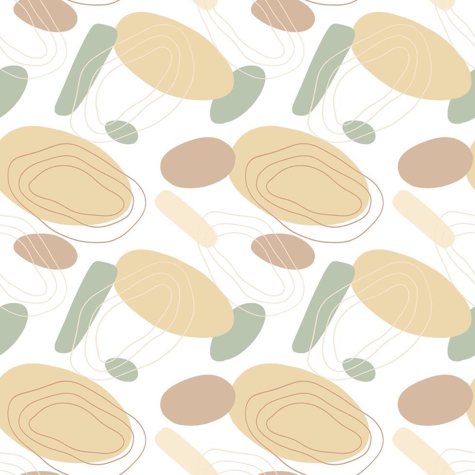 Abstract shapes vector seamless pattern, textile design, wallpaper, wrapping, repeatable, oval. lines, square, pastel colors, natural