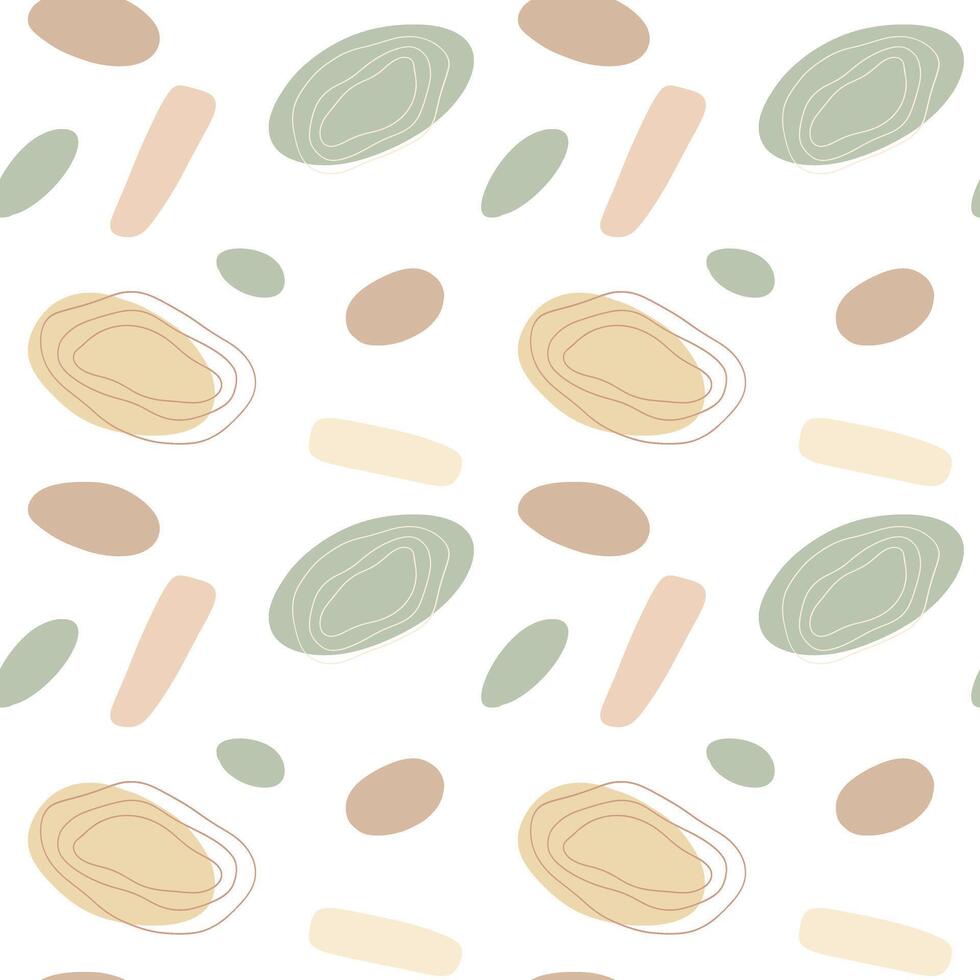 Abstract shapes vector seamless pattern, textile design, wallpaper, wrapping, repeatable, oval. lines, square, pastel colors, natural