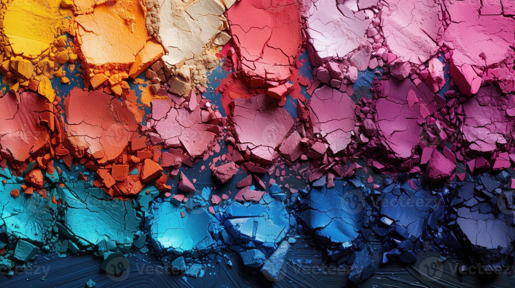 AI generated Colorful crushed eyeshadows as background, makeup and beauty products photo