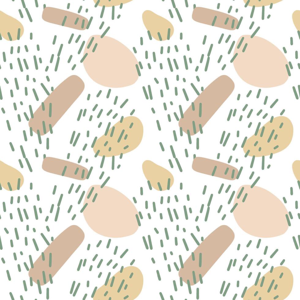 Abstract shapes vector seamless pattern, textile design, wallpaper, wrapping, repeatable, oval. lines, square, pastel colors, natural
